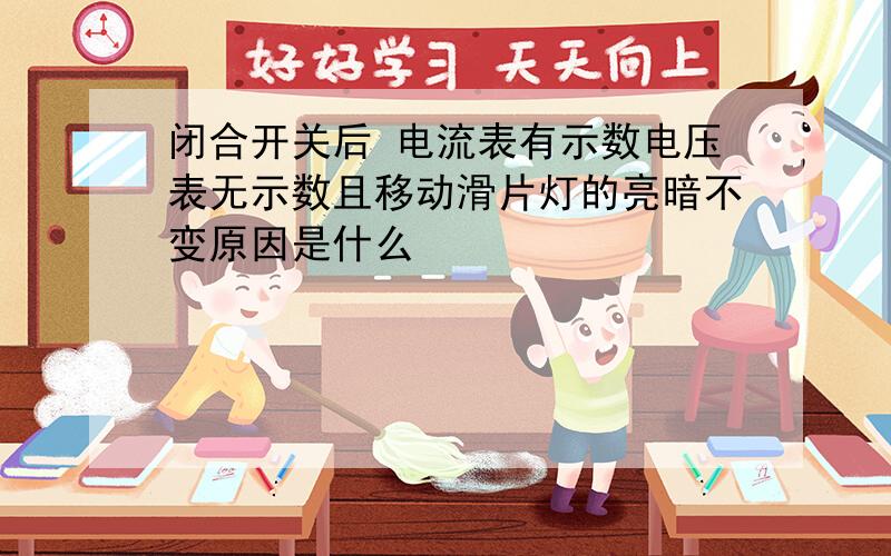 闭合开关后 电流表有示数电压表无示数且移动滑片灯的亮暗不变原因是什么