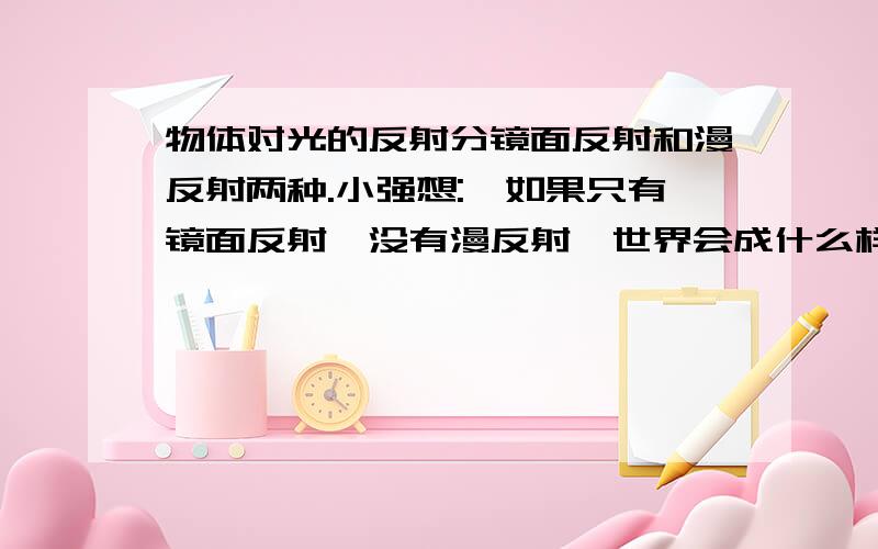 物体对光的反射分镜面反射和漫反射两种.小强想:'如果只有镜面反射,没有漫反射,世界会成什么样子呢?’