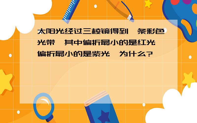 太阳光经过三棱镜得到一条彩色光带,其中偏折最小的是红光,偏折最小的是紫光,为什么?