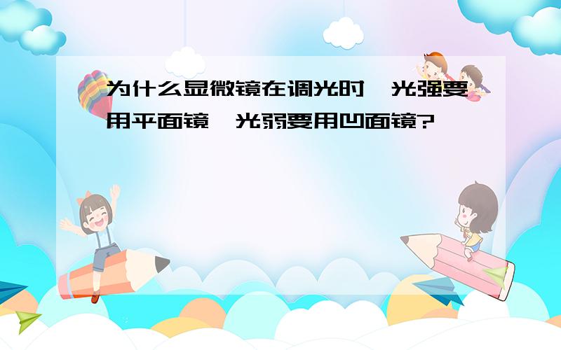 为什么显微镜在调光时,光强要用平面镜,光弱要用凹面镜?