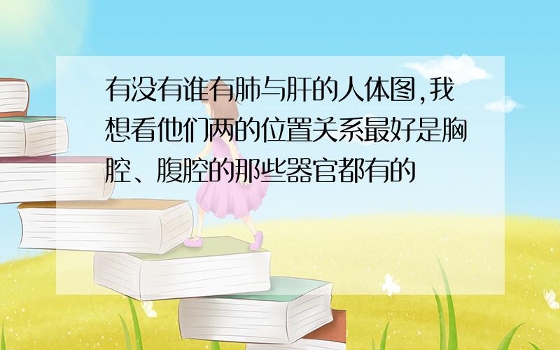 有没有谁有肺与肝的人体图,我想看他们两的位置关系最好是胸腔、腹腔的那些器官都有的