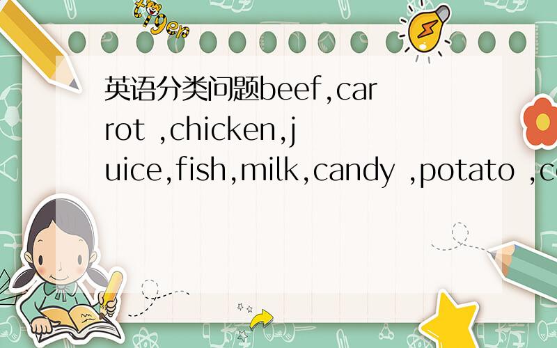 英语分类问题beef,carrot ,chicken,juice,fish,milk,candy ,potato ,cola,bread,ice cream可数名词:不可数名词：健康食物：不健康食物：