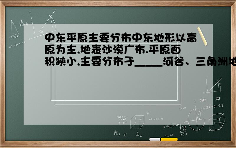 中东平原主要分布中东地形以高原为主,地表沙漠广布.平原面积狭小,主要分布于_____河谷、三角洲地区及伊拉克境内两河流域,此外,_____沿岸也有狭窄的平原分布.求中东政区图