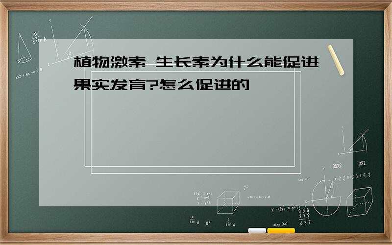 植物激素 生长素为什么能促进果实发育?怎么促进的