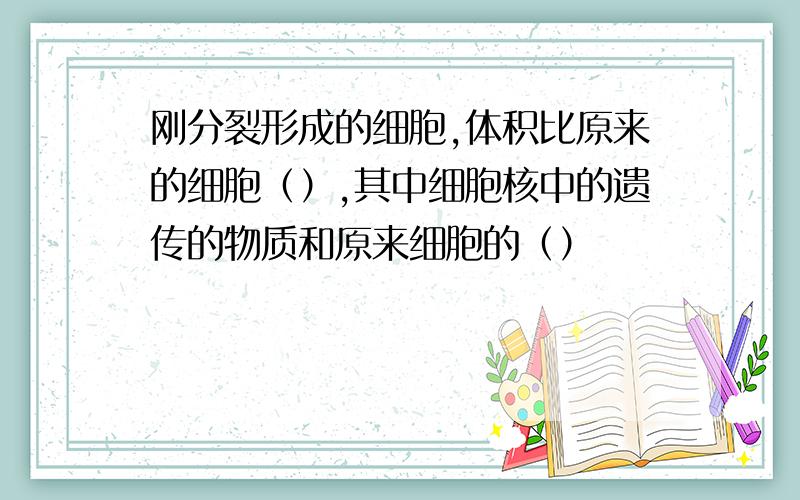 刚分裂形成的细胞,体积比原来的细胞（）,其中细胞核中的遗传的物质和原来细胞的（）