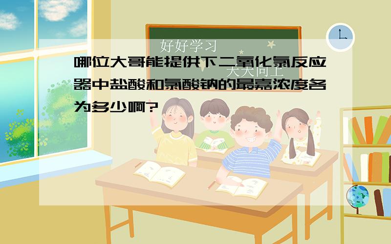 哪位大哥能提供下二氧化氯反应器中盐酸和氯酸钠的最嘉浓度各为多少啊?