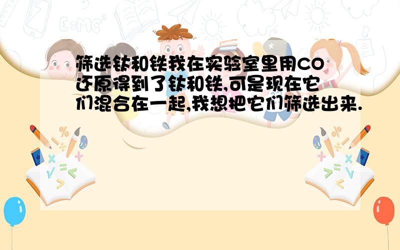 筛选钛和铁我在实验室里用CO还原得到了钛和铁,可是现在它们混合在一起,我想把它们筛选出来.