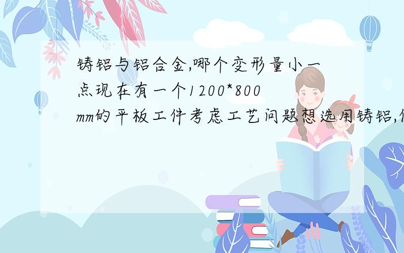 铸铝与铝合金,哪个变形量小一点现在有一个1200*800mm的平板工件考虑工艺问题想选用铸铝,但这个件在使用中要求平面度很高,不知铸铝与常用铝合金6061哪个变形量更小一点我知道铸铝韧性差