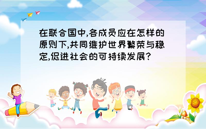 在联合国中,各成员应在怎样的原则下,共同维护世界繁荣与稳定,促进社会的可持续发展?