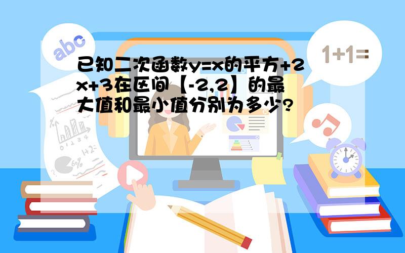 已知二次函数y=x的平方+2x+3在区间【-2,2】的最大值和最小值分别为多少?