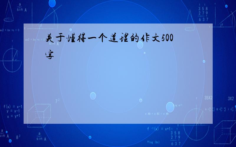 关于懂得一个道理的作文500字