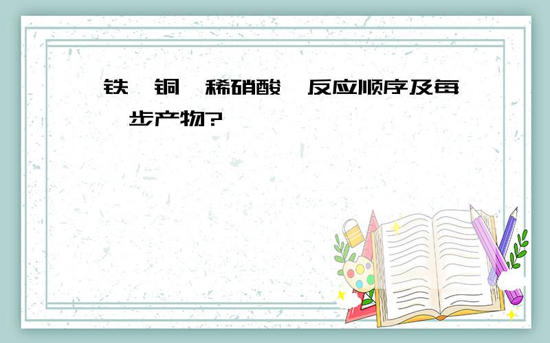 铁,铜,稀硝酸,反应顺序及每一步产物?