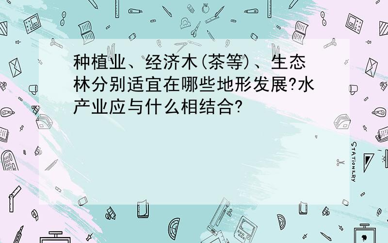 种植业、经济木(茶等)、生态林分别适宜在哪些地形发展?水产业应与什么相结合?