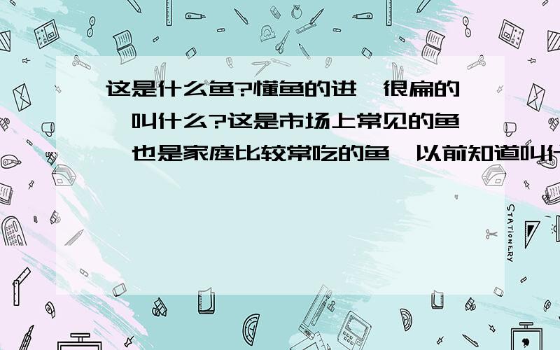 这是什么鱼?懂鱼的进…很扁的,叫什么?这是市场上常见的鱼,也是家庭比较常吃的鱼,以前知道叫什么,现在忘了,我问老板,只是没听清楚、