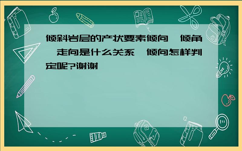 倾斜岩层的产状要素倾向,倾角,走向是什么关系,倾向怎样判定呢?谢谢