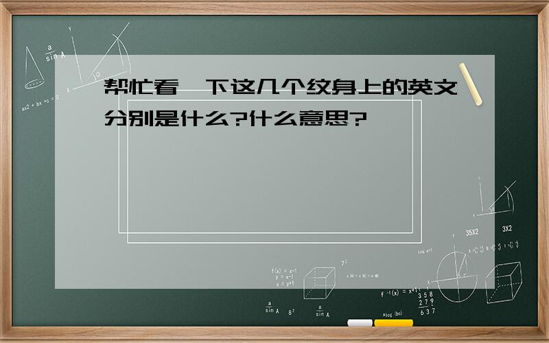 帮忙看一下这几个纹身上的英文分别是什么?什么意思?