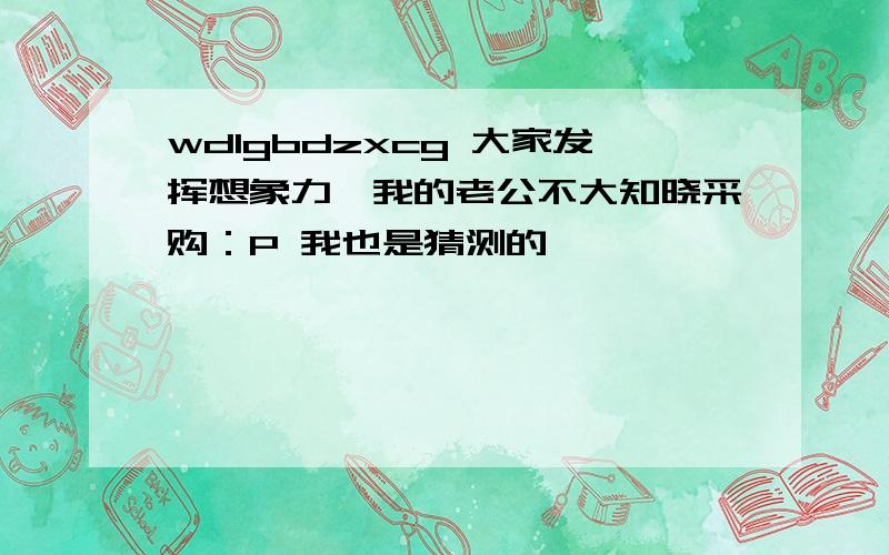 wdlgbdzxcg 大家发挥想象力,我的老公不大知晓采购：P 我也是猜测的