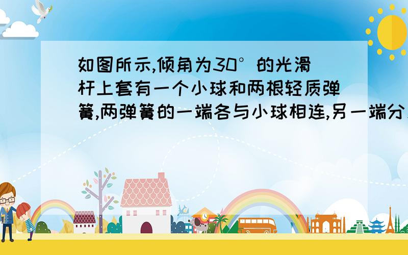 如图所示,倾角为30°的光滑杆上套有一个小球和两根轻质弹簧,两弹簧的一端各与小球相连,另一端分别用销钉M、N固定与杆上,小球处于静止状态,设拔去销钉M（撤去弹簧a）瞬间,小球加速度大