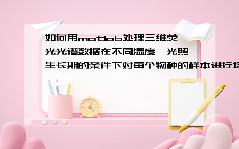 如何用matlab处理三维荧光光谱数据在不同温度、光照、生长期的条件下对每个物种的样本进行培养,然后由两台光谱仪分别对样本进行光谱采集,所得数据如图,请结合光谱数据进行分析,说明下