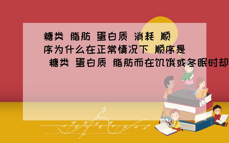 糖类 脂肪 蛋白质 消耗 顺序为什么在正常情况下 顺序是 糖类 蛋白质 脂肪而在饥饿或冬眠时却是 糖类 脂肪 蛋白质?