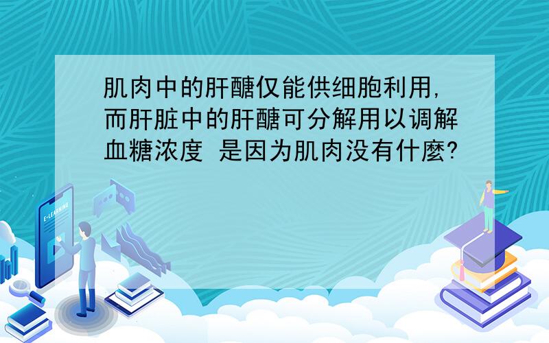 肌肉中的肝醣仅能供细胞利用,而肝脏中的肝醣可分解用以调解血糖浓度 是因为肌肉没有什麼?