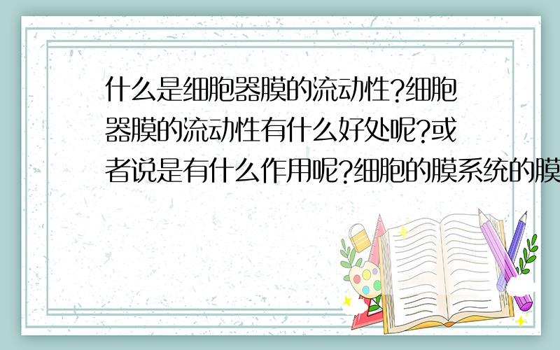 什么是细胞器膜的流动性?细胞器膜的流动性有什么好处呢?或者说是有什么作用呢?细胞的膜系统的膜都有流动性吗?流动性有什么作用呢？希望能讲的形象一点。pan2626你的回答的第二段跟流