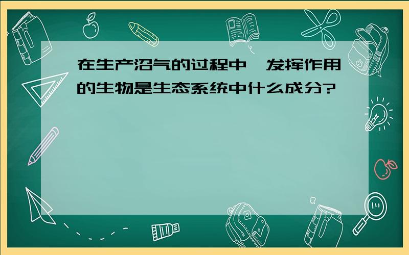 在生产沼气的过程中,发挥作用的生物是生态系统中什么成分?