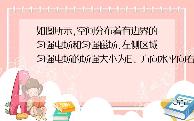 如图所示,空间分布着有边界的匀强电场和匀强磁场.左侧区域匀强电场的场强大小为E、方向水平向右,电场宽度为L；中间区域匀强磁场的磁感应强度大小为B,方向垂直纸面向外；右侧区域匀强