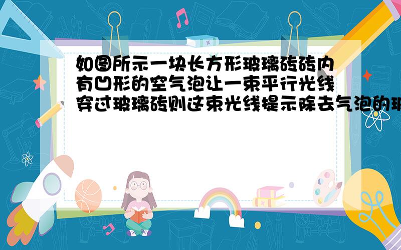 如图所示一块长方形玻璃砖砖内有凹形的空气泡让一束平行光线穿过玻璃砖则这束光线提示除去气泡的玻璃砖