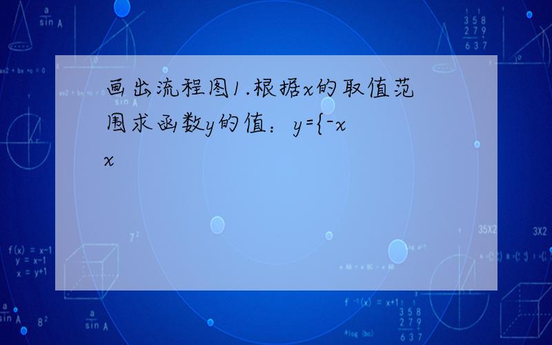 画出流程图1.根据x的取值范围求函数y的值：y={-x x