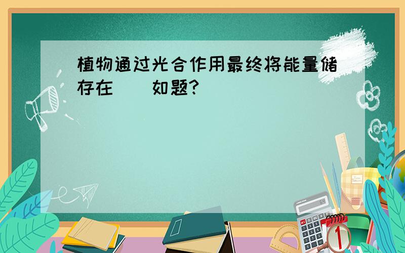 植物通过光合作用最终将能量储存在()如题?