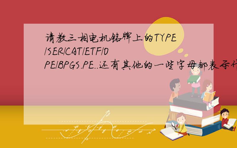 请教三相电机铭牌上的TYPE/SER/CAT/ETF/OPE/BPGS.PE..还有其他的一些字母都表示什么意思.