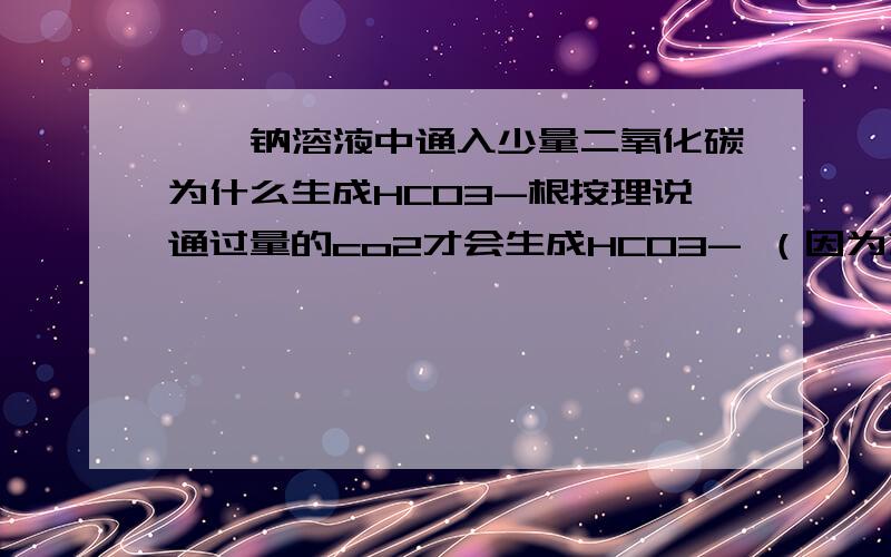 苯酚钠溶液中通入少量二氧化碳为什么生成HCO3-根按理说通过量的co2才会生成HCO3- （因为之前学过Alo2-通入少量co2生成co3 2- 通入过量的生成HCO3-)这个问题在哪里 什么时候生成HCO3- 什么时候生