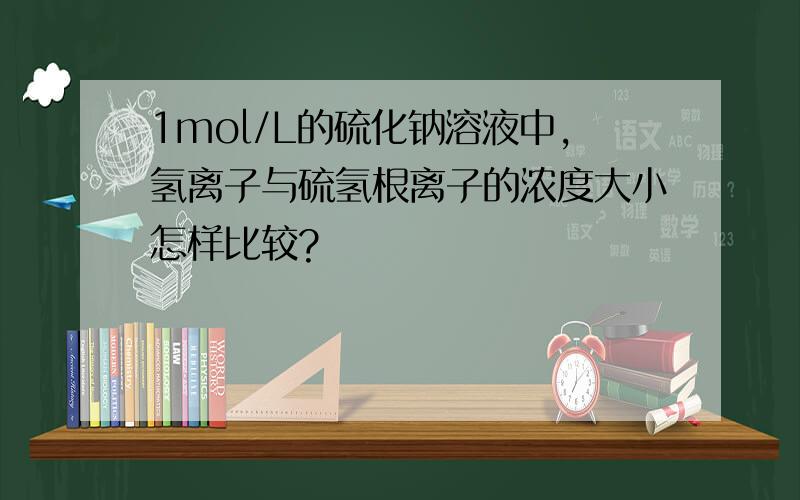 1mol/L的硫化钠溶液中,氢离子与硫氢根离子的浓度大小怎样比较?