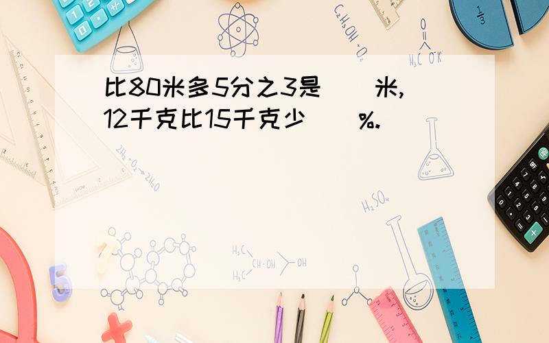 比80米多5分之3是()米,12千克比15千克少()%.