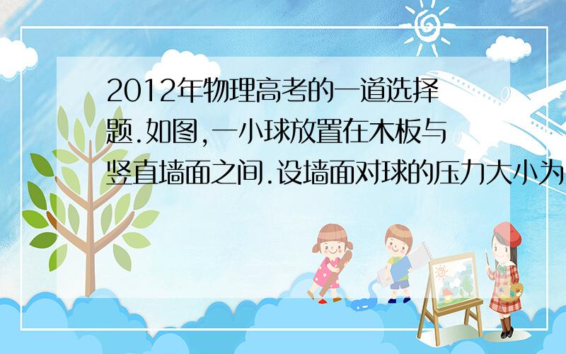 2012年物理高考的一道选择题.如图,一小球放置在木板与竖直墙面之间.设墙面对球的压力大小为N1,球对木板的压力大小为N2.以木板与墙连接点所形成的水平直线为轴,将木板从图示位置开始缓