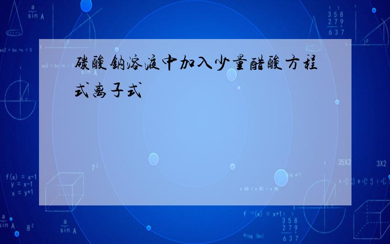 碳酸钠溶液中加入少量醋酸方程式离子式