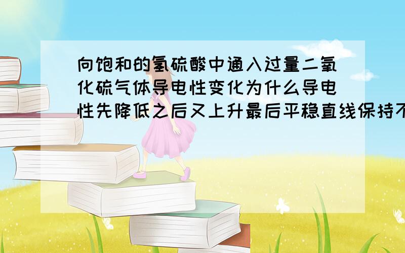 向饱和的氢硫酸中通入过量二氧化硫气体导电性变化为什么导电性先降低之后又上升最后平稳直线保持不变