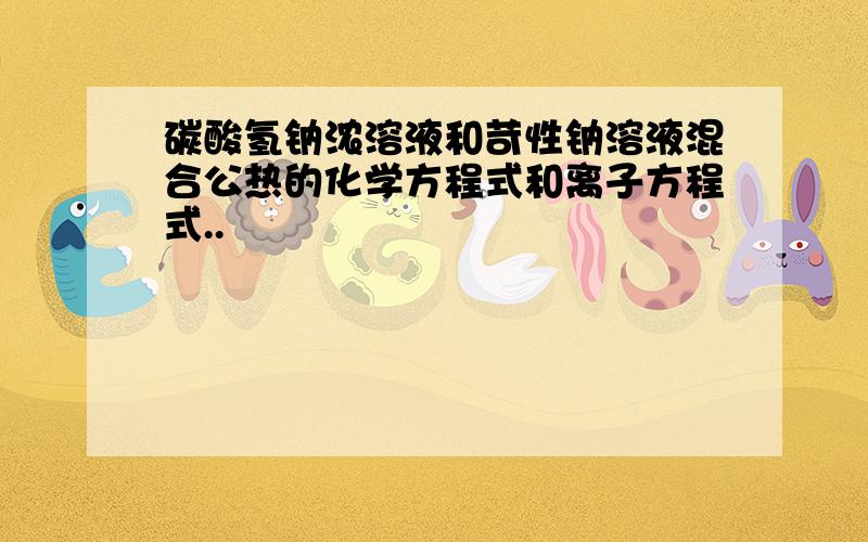 碳酸氢钠浓溶液和苛性钠溶液混合公热的化学方程式和离子方程式..