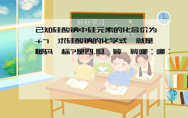 已知硅酸钠中硅元素的化合价为+7,求硅酸钠的化学式,就是脚码咋标?是四，但咋算咋算哪：哪：