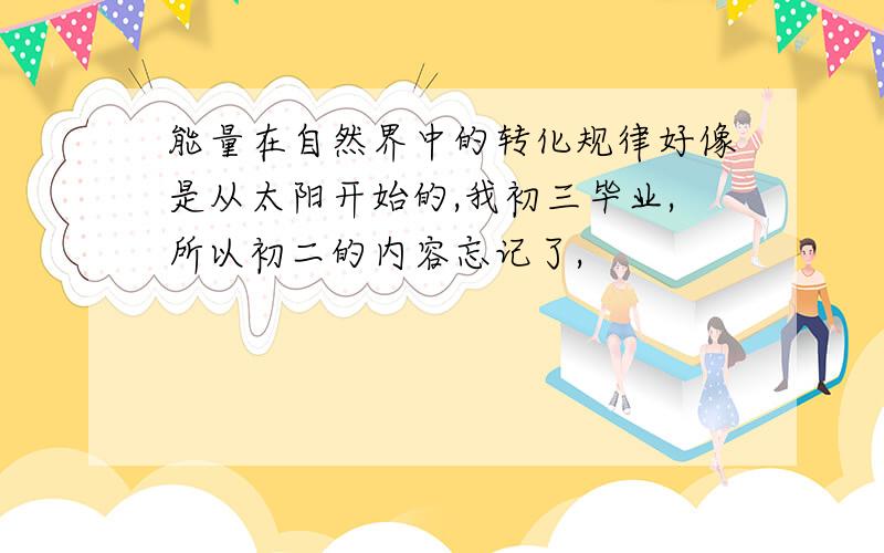 能量在自然界中的转化规律好像是从太阳开始的,我初三毕业,所以初二的内容忘记了,