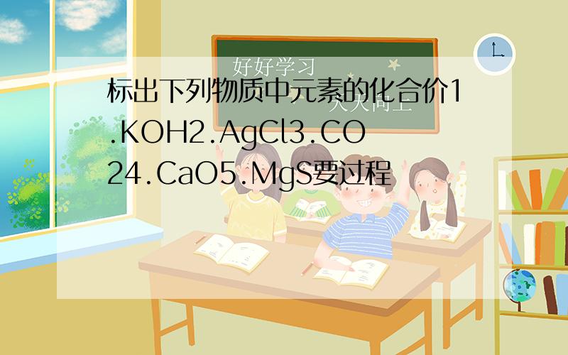 标出下列物质中元素的化合价1.KOH2.AgCl3.CO24.CaO5.MgS要过程