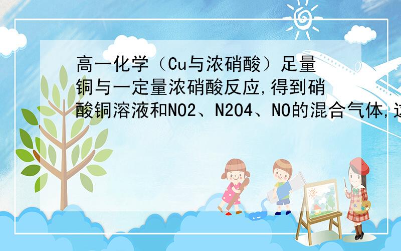 高一化学（Cu与浓硝酸）足量铜与一定量浓硝酸反应,得到硝酸铜溶液和NO2、N2O4、NO的混合气体,这些气体与1.68L氧气（标准状况）混合后通入水中,所有气体完全被水吸收成硝酸.若向所得硝酸