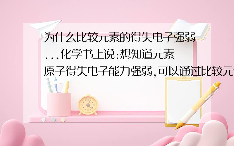 为什么比较元素的得失电子强弱...化学书上说:想知道元素原子得失电子能力强弱,可以通过比较元素最高价氧化物对应的水化物的碱性强弱就可以知道.问,为什么可以?其中的原理是什么?为什