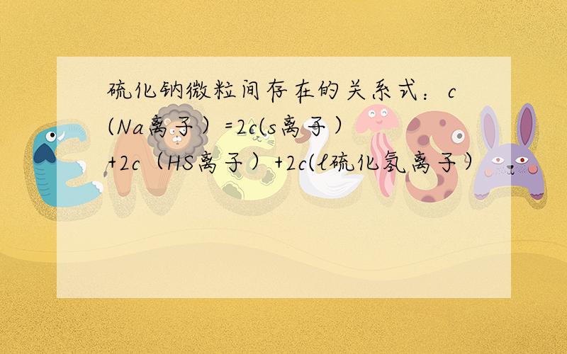 硫化钠微粒间存在的关系式：c(Na离子）=2c(s离子）+2c（HS离子）+2c(l硫化氢离子）