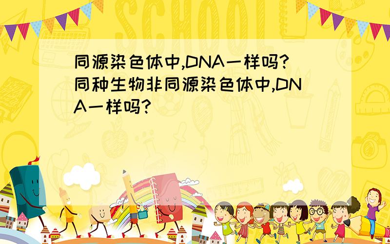 同源染色体中,DNA一样吗?同种生物非同源染色体中,DNA一样吗?