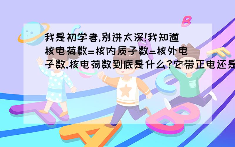 我是初学者,别讲太深!我知道核电荷数=核内质子数=核外电子数.核电荷数到底是什么?它带正电还是负电?