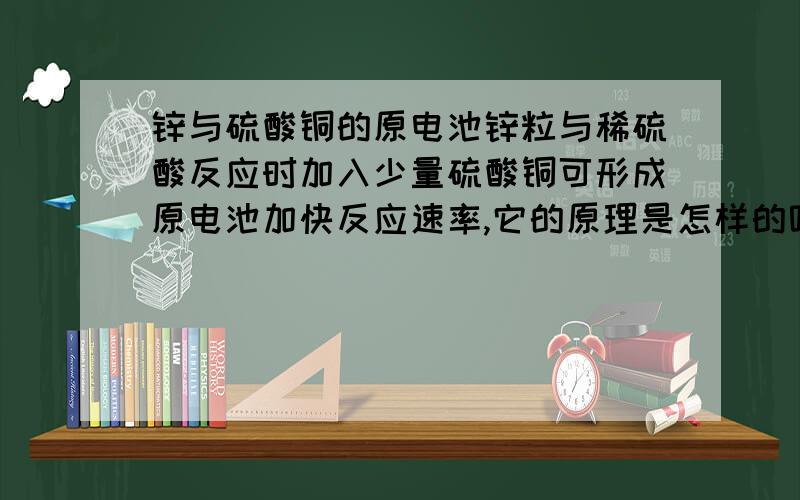 锌与硫酸铜的原电池锌粒与稀硫酸反应时加入少量硫酸铜可形成原电池加快反应速率,它的原理是怎样的呢这样反应是不是会使产生的氢气减少呢