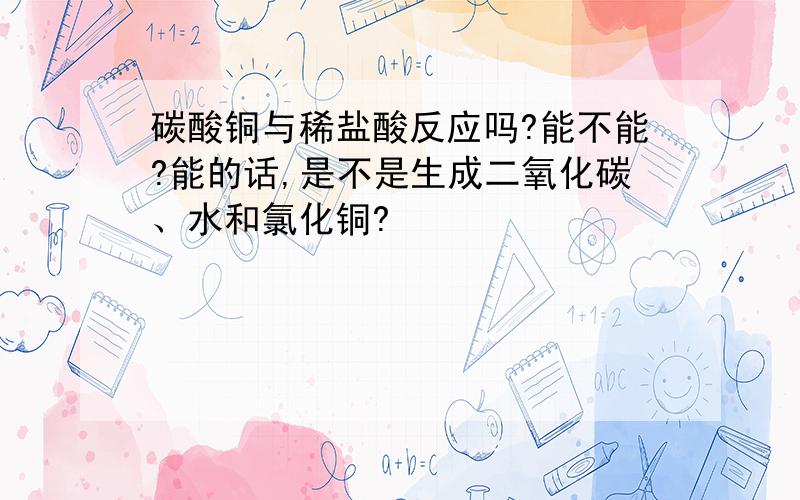 碳酸铜与稀盐酸反应吗?能不能?能的话,是不是生成二氧化碳、水和氯化铜?