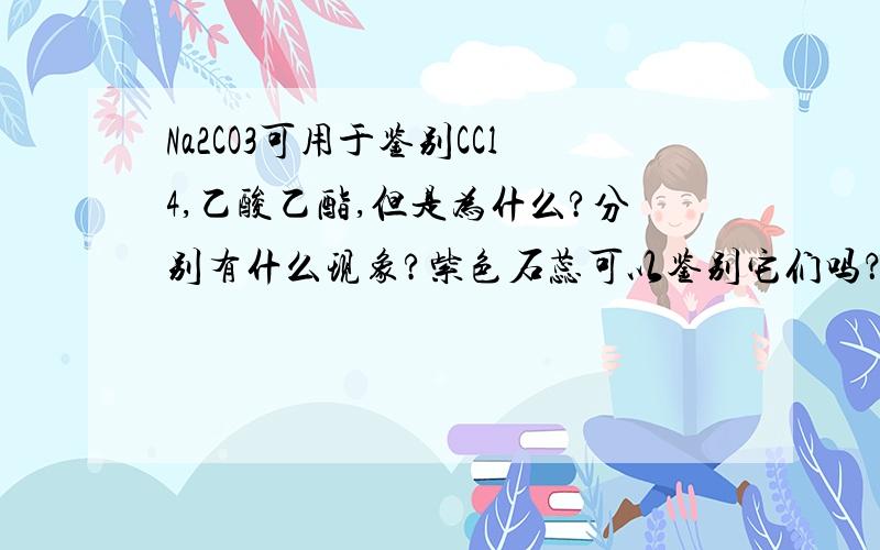 Na2CO3可用于鉴别CCl4,乙酸乙酯,但是为什么?分别有什么现象?紫色石蕊可以鉴别它们吗？